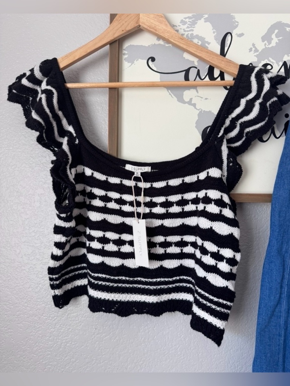 Nwt xl z supply flutter sleeve knit crop tank